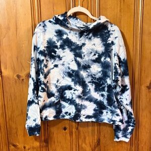 Caution To The Wind Navy and White Tie-Dye Hoodie - Size Medium